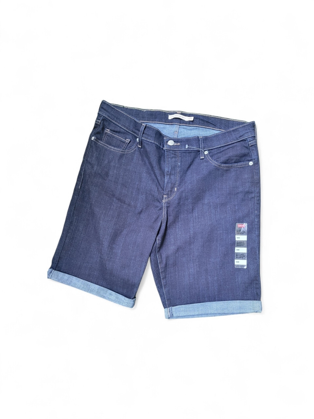 NwT, Levi's Dark Blue Denim Roll-Cuff Women's Shorts Size 16w.